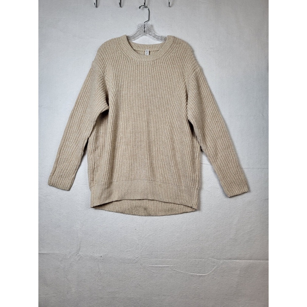 ATHLETA CREAM KNIT LONG SLEEVE WOOL BLEND PULLOVER SWEATER SIZE MEDIUM